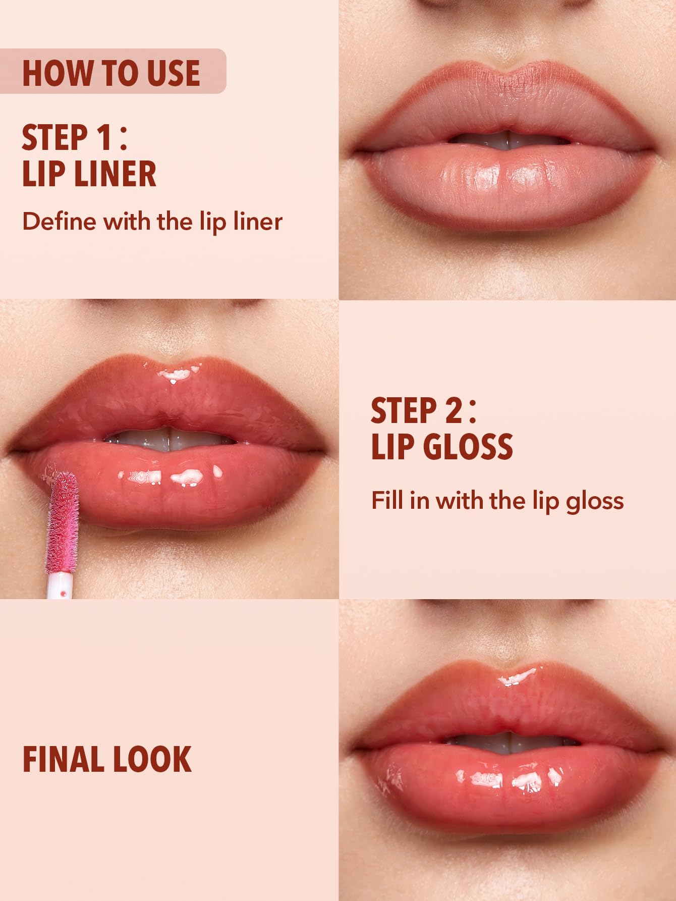 SHEGLAM dos-en-uno labios: lápiz y brillo para aplicación rápida.