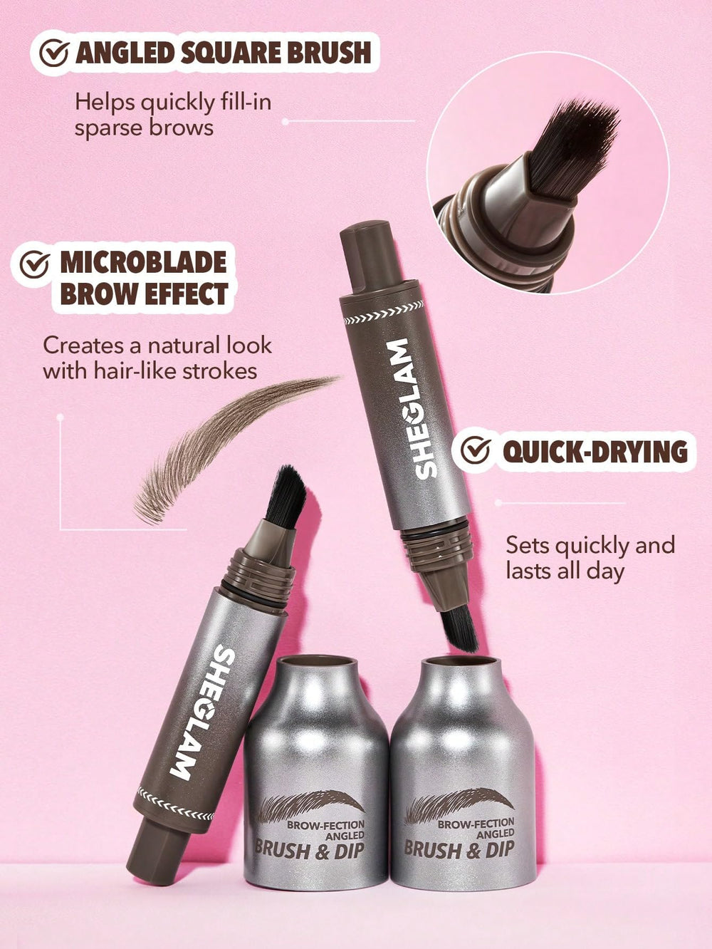 Efecto microblade de SHEGLAM para cejas: trazos naturales.