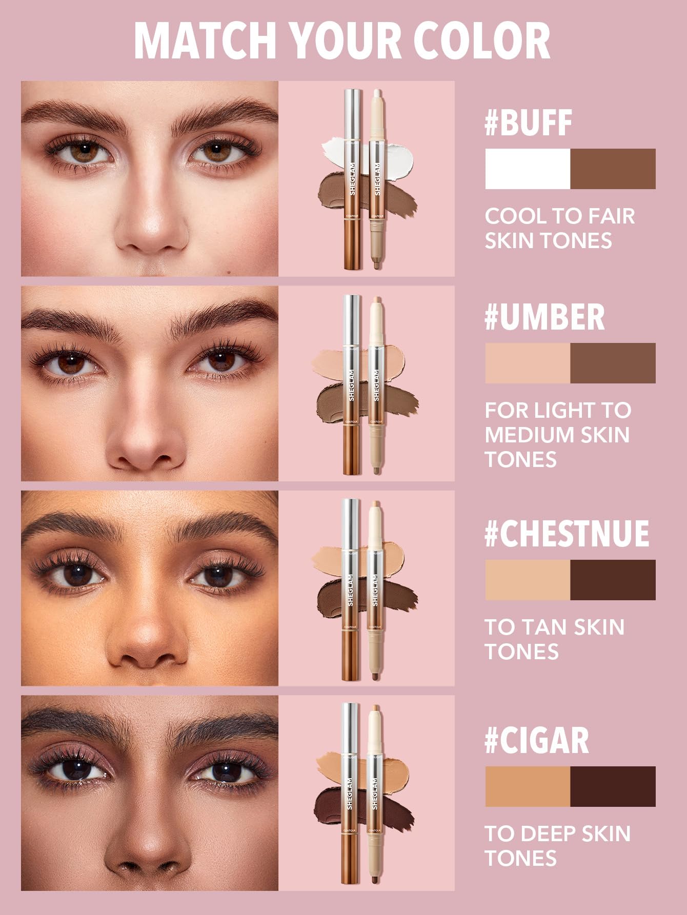 SHEGLAM envase compacto y portátil para retoques diarios