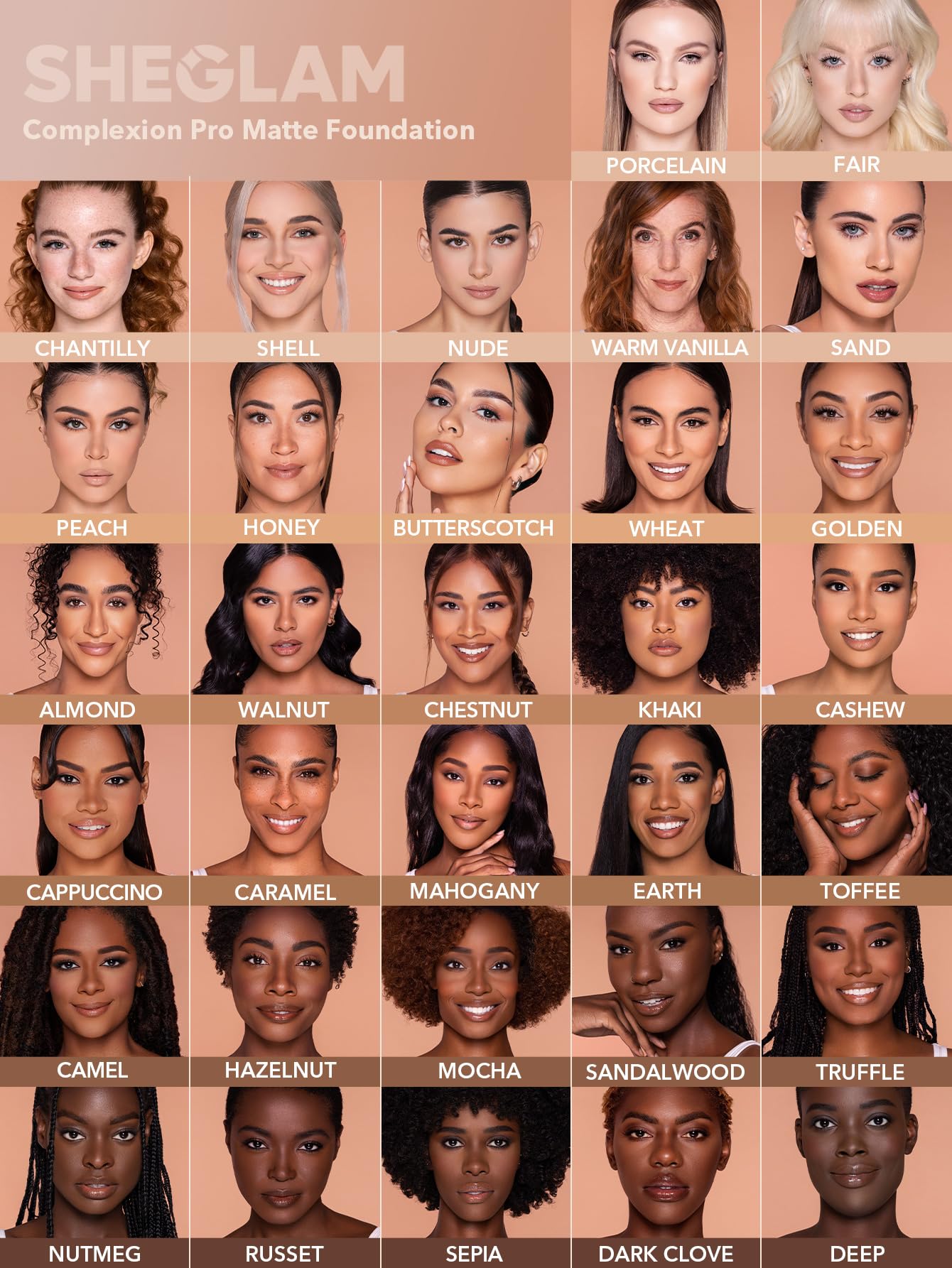 SHEGLAM Full-Coverage Nude image highlights versatile everyday shade use.