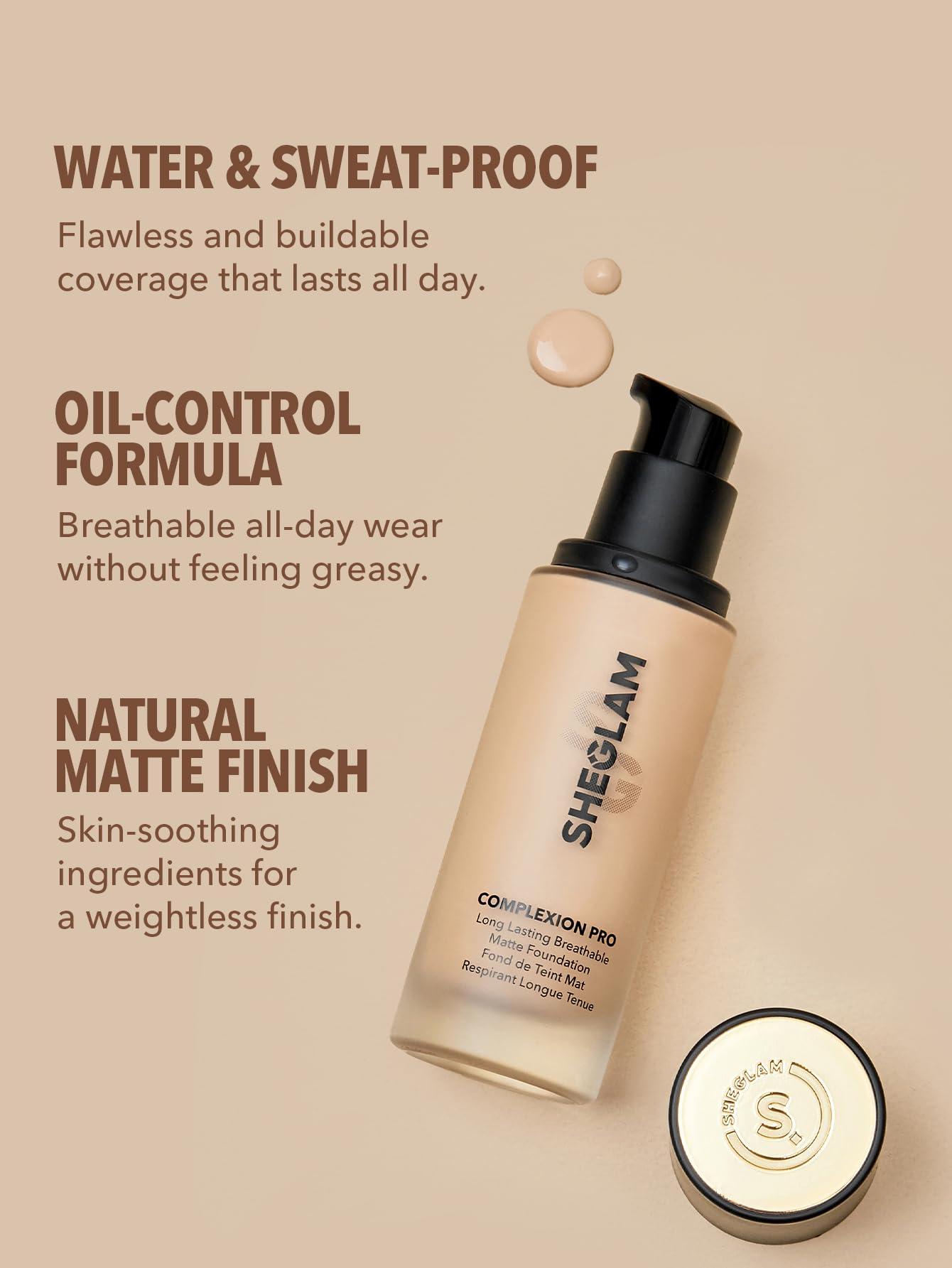 SHEGLAM foundation Nude waterproof test hints reliable wear.