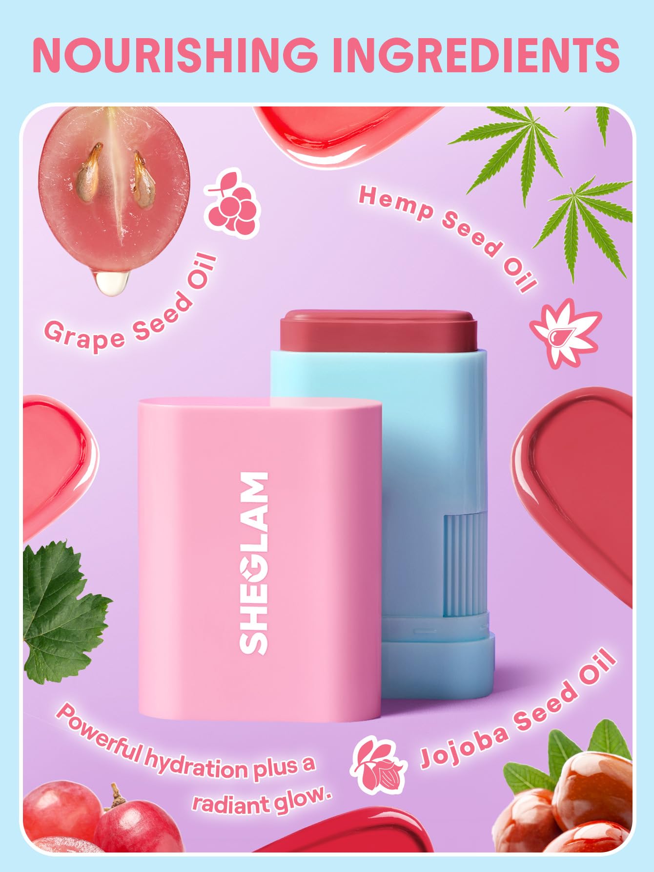 SHEGLAM Glass Glow Blush Stick es compacto, ideal para retoques en viaje.