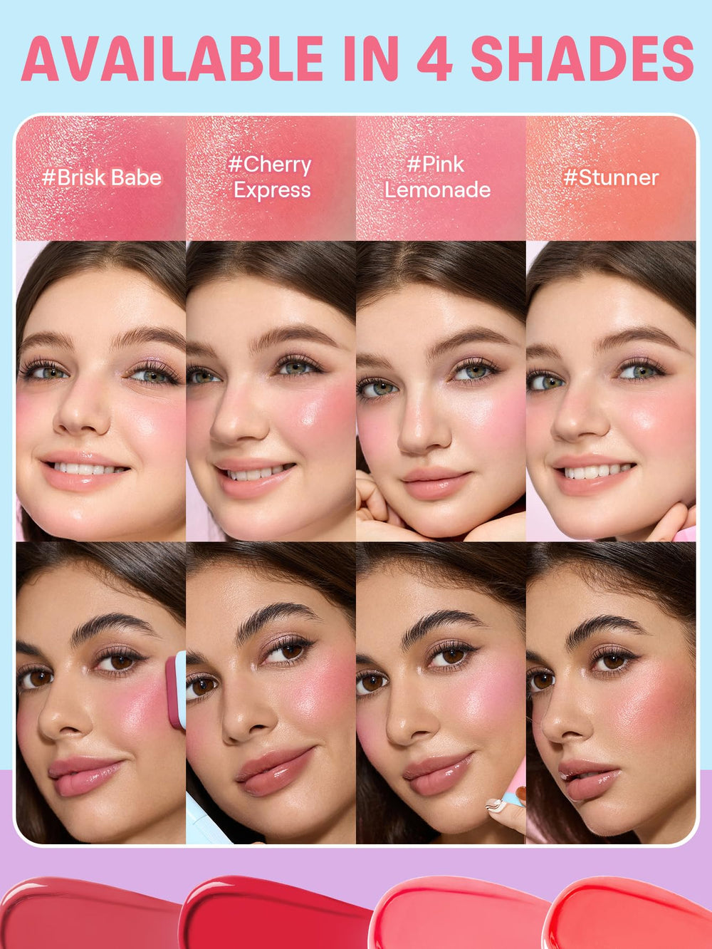 SHEGLAM Glass Glow Blush Stick textura cremosa al tacto.