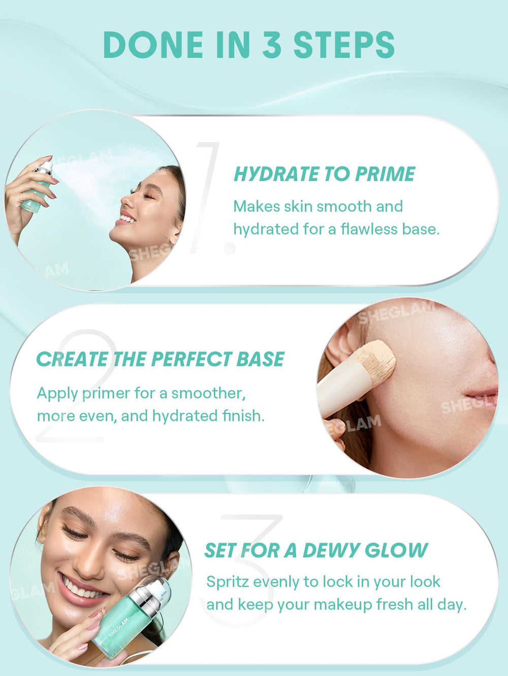 SHEGLAM Good Grip con ácido hialurónico para hidratación duradera.
