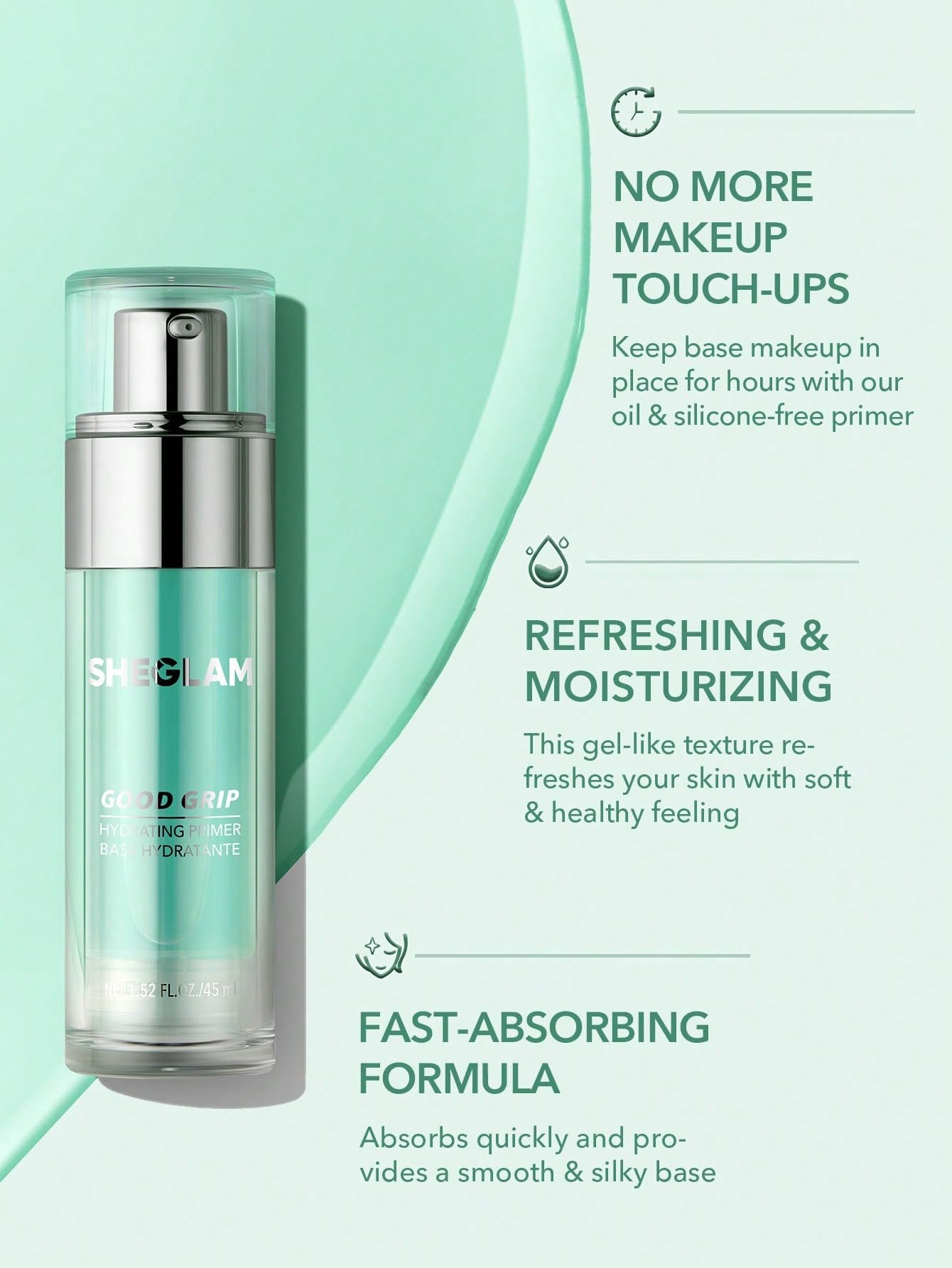 SHEGLAM Good Grip prebase se absorbe rápido dejando base suave
