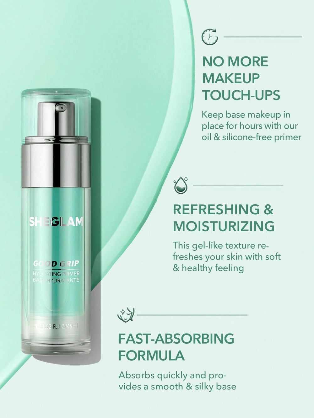 SHEGLAM Good Grip prebase se absorbe rápido dejando base suave