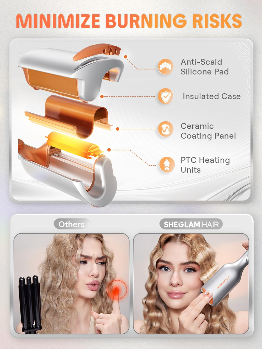 25 millones de iones negativos en SHEGLAM para suavizar frizz y estática