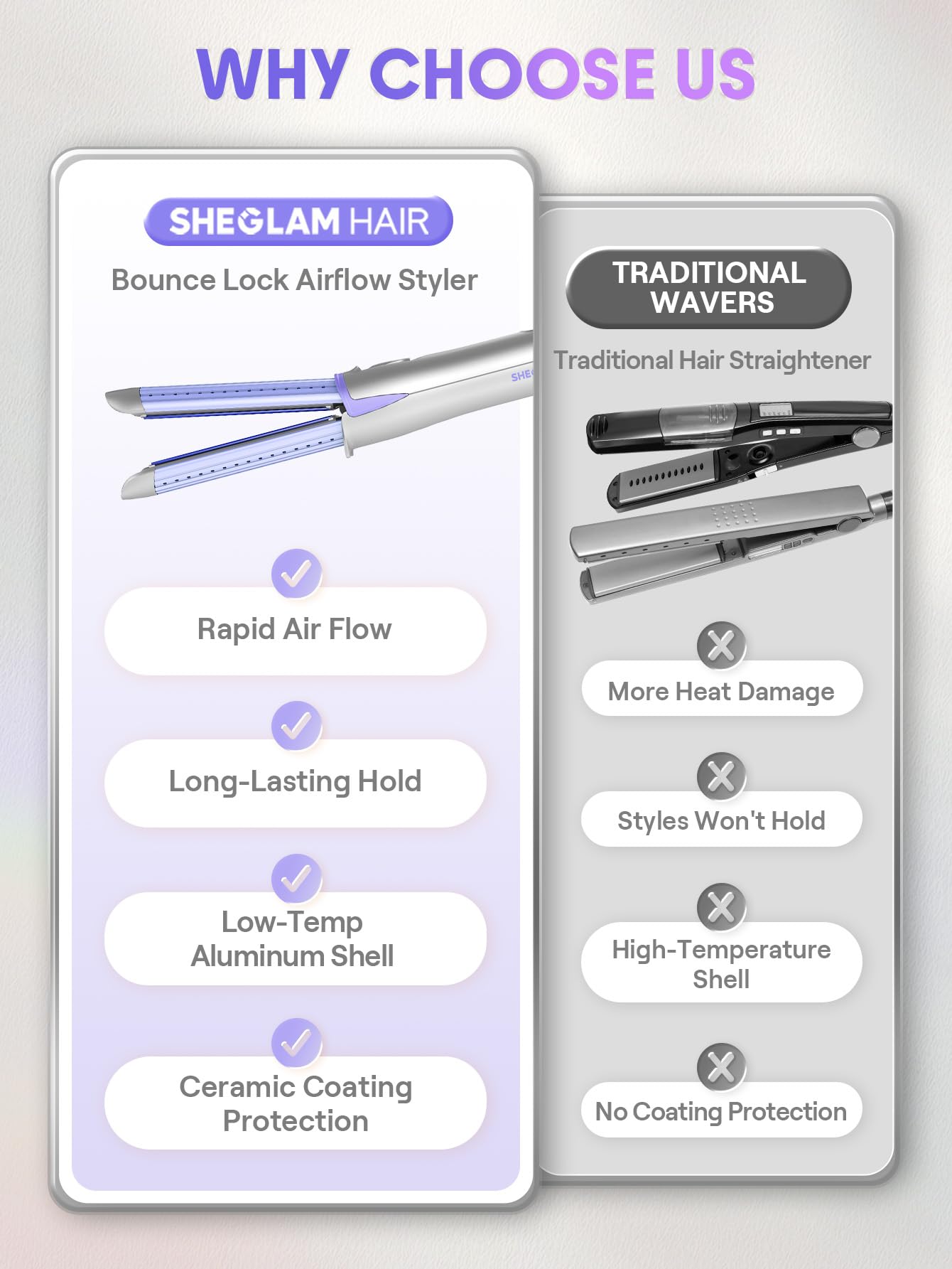 SHEGLAM Hair Cool Lock Airflow Styler es portátil con doble voltaje para viajar.