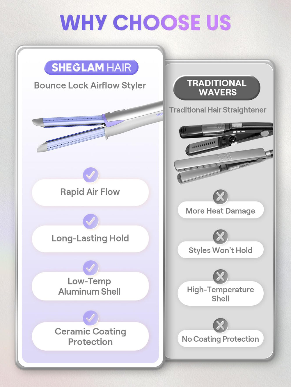 SHEGLAM Hair Cool Lock Airflow Styler es portátil con doble voltaje para viajar.