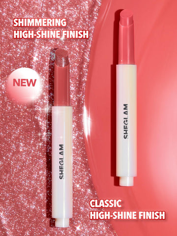 SHEGLAM labial sólido hidratante detalle de brillo cintilante.
