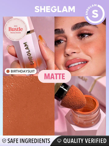 SHEGLAM rubor liquido Birthday Suit: difuminado uniforme para un look suave.