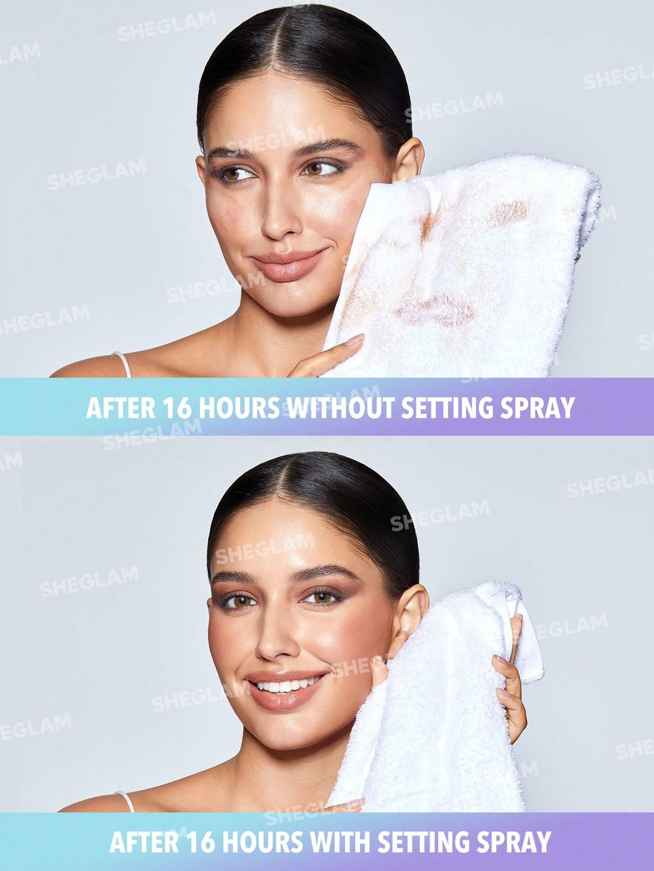 SHEGLAM Lock'd In Setting Spray, pulverizador de ángulo ancho para cobertura total.