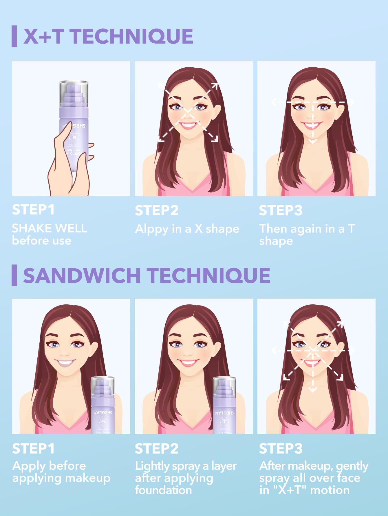 SHEGLAM Lock'd In Setting Spray, fórmula libre de crueldad certificada.