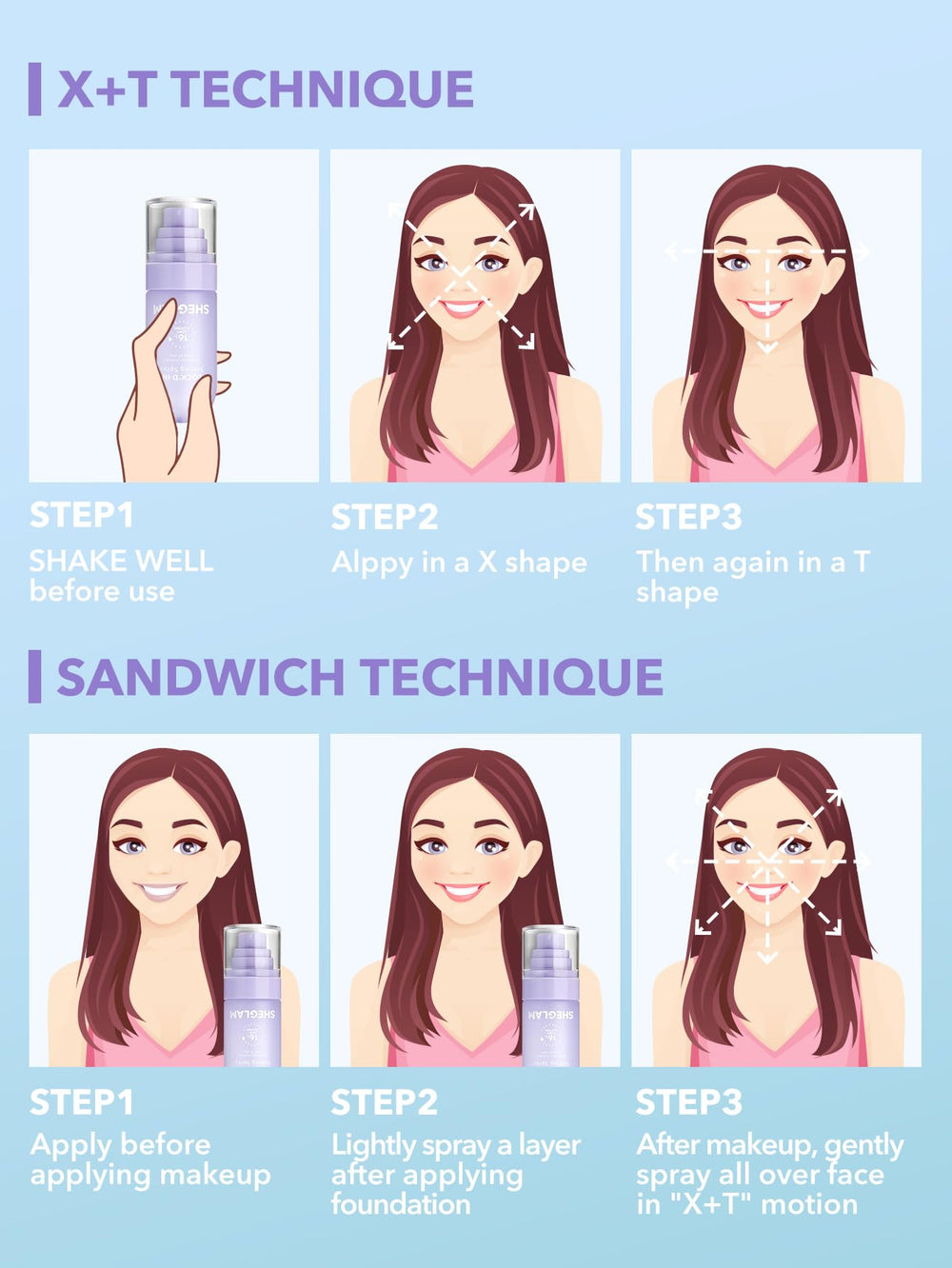 SHEGLAM Lock'd In Setting Spray, fórmula libre de crueldad certificada.