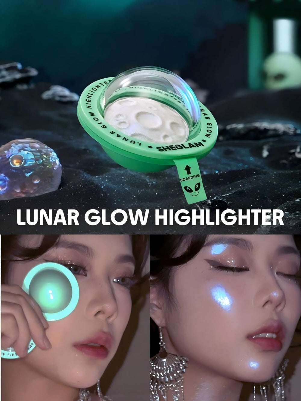SHEGLAM iluminador: aplicación con dedo para un brillo rápido.
