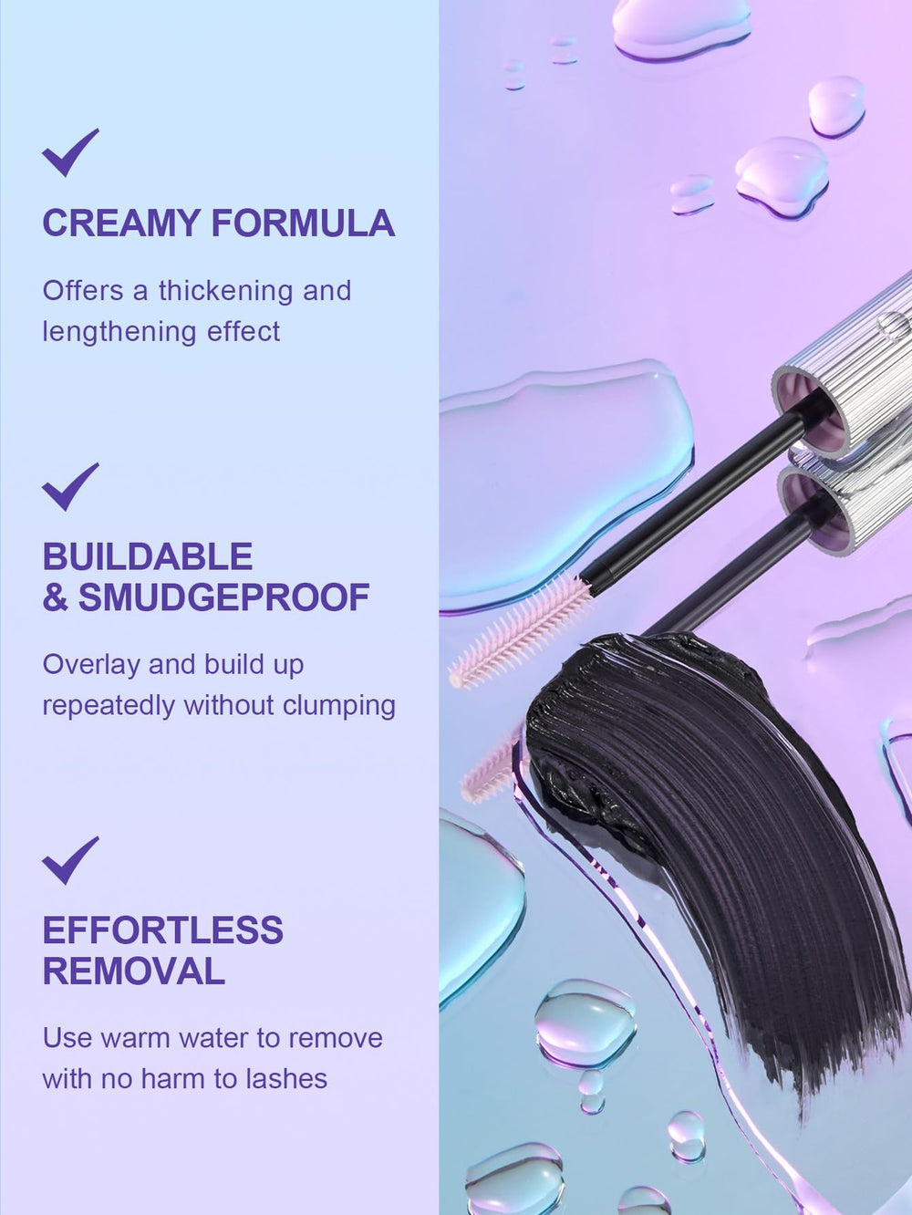 SHEGLAM Flutter Wink, retirada fácil: elimina con agua tibia sin dañar las pestañas.