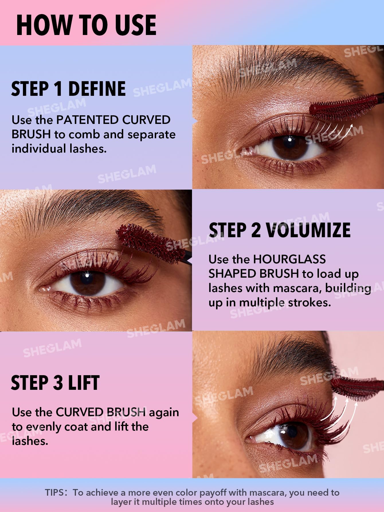 SHEGLAM Todo-en-Uno Mascara azul resistente al agua para uso diario