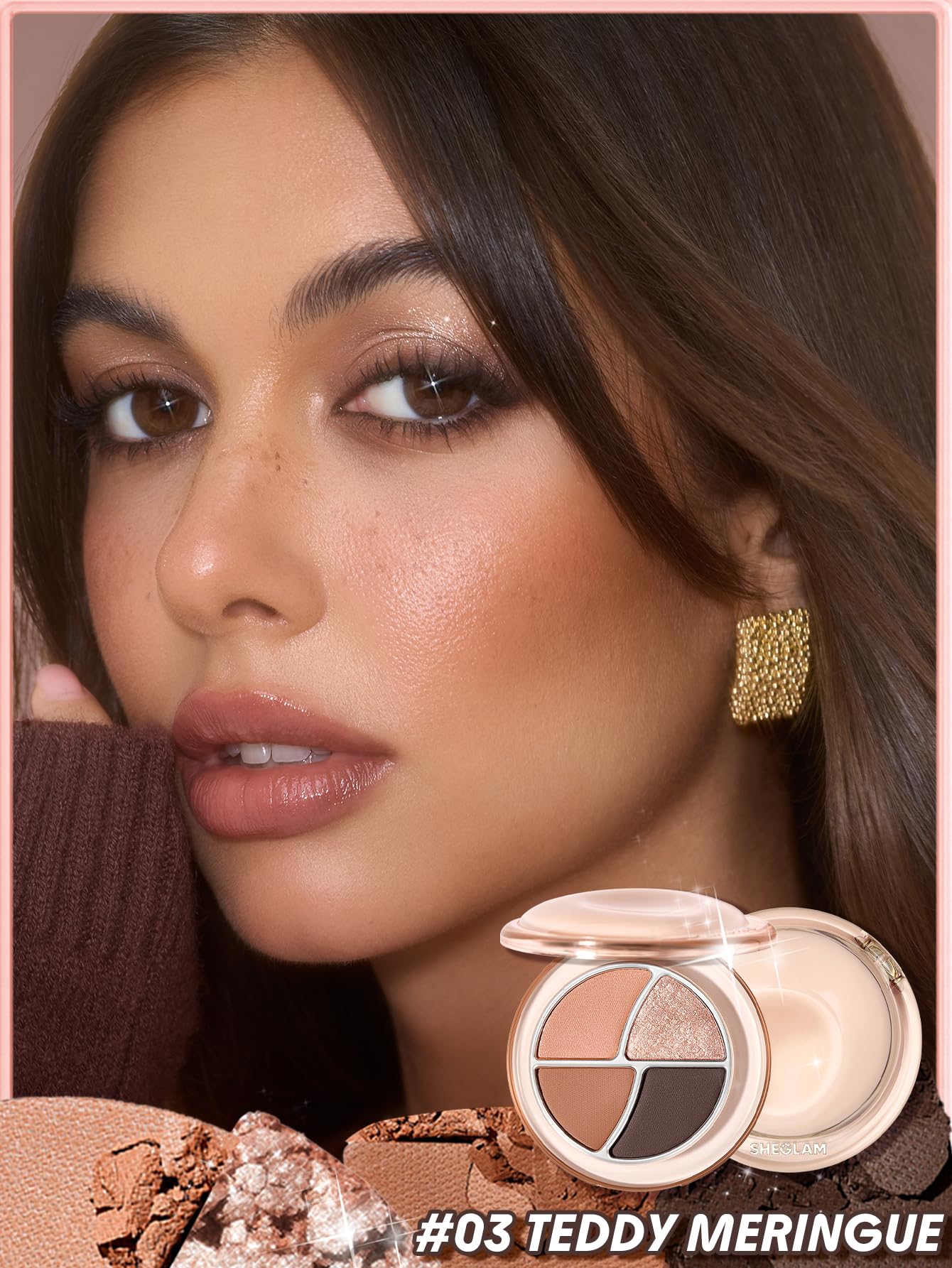 SHEGLAM Teddy Meringue paleta mini con brillo micro fino para un toque luminoso.
