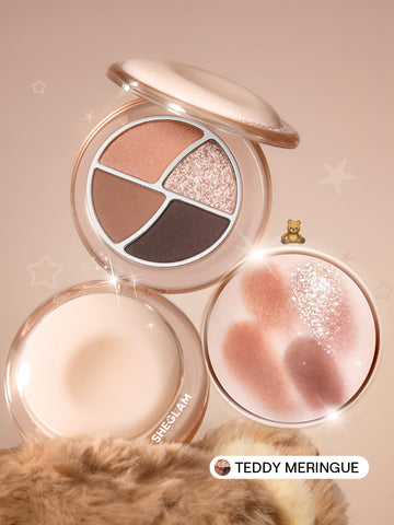 SHEGLAM Teddy Meringue paleta mini, difuminado suave para transiciones elegantes.
