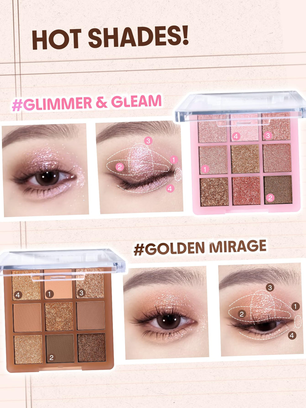 SHEGLAM Acabados mate y brillo para looks versátiles.