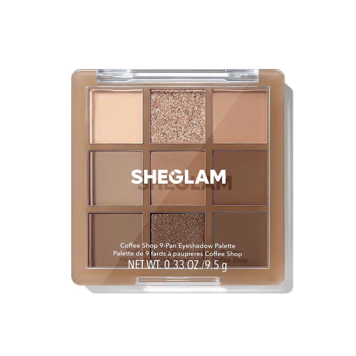 SHEGLAM Paleta de sombras 9 colores, frente, para looks suaves o dramáticos.