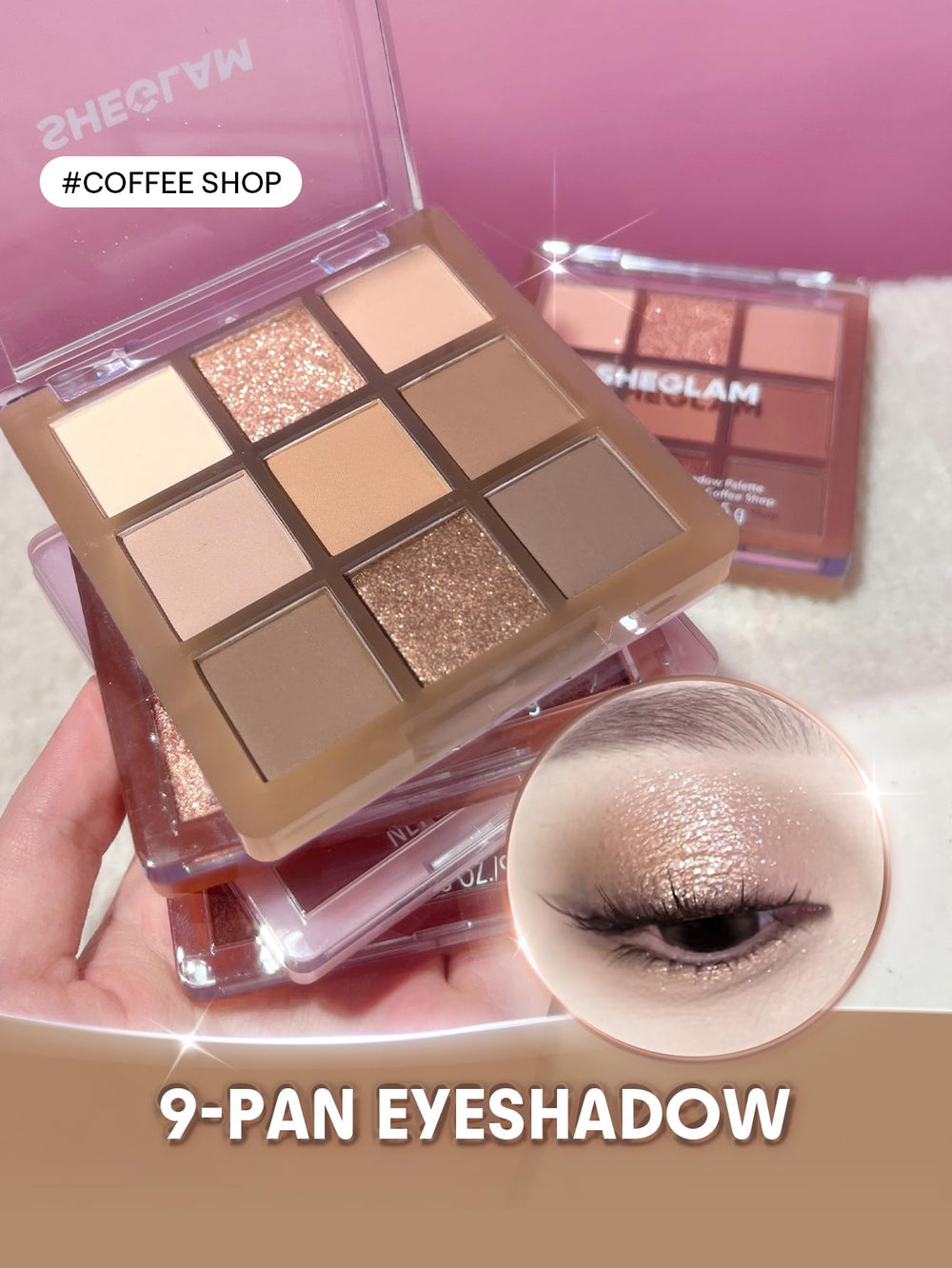 SHEGLAM Tonos neutros y rosados para transiciones suaves y combinaciones diarias.