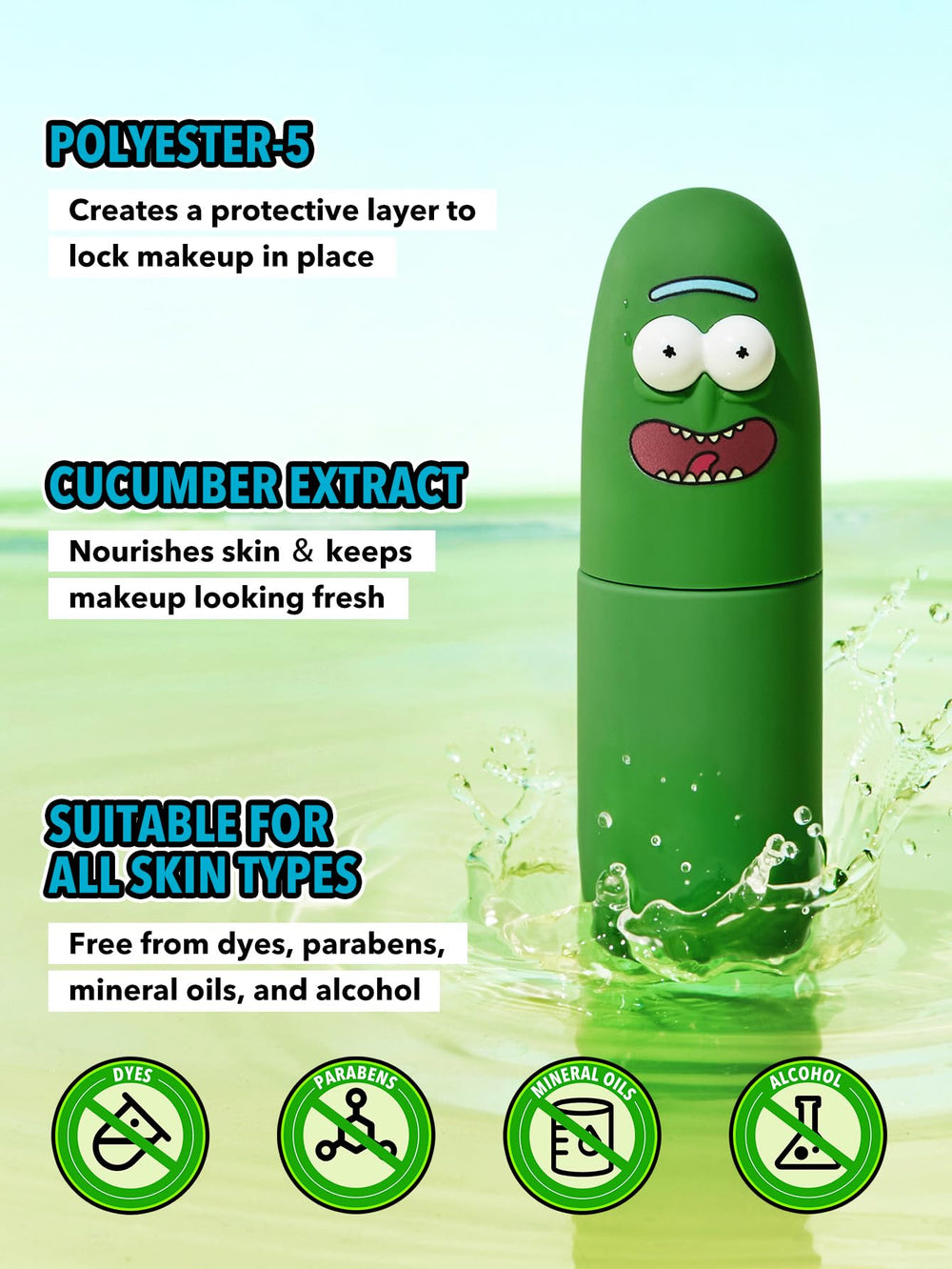 Textura semi-mate de SHEGLAM Pickle Rick evita brillos no deseados para todo tipo de piel