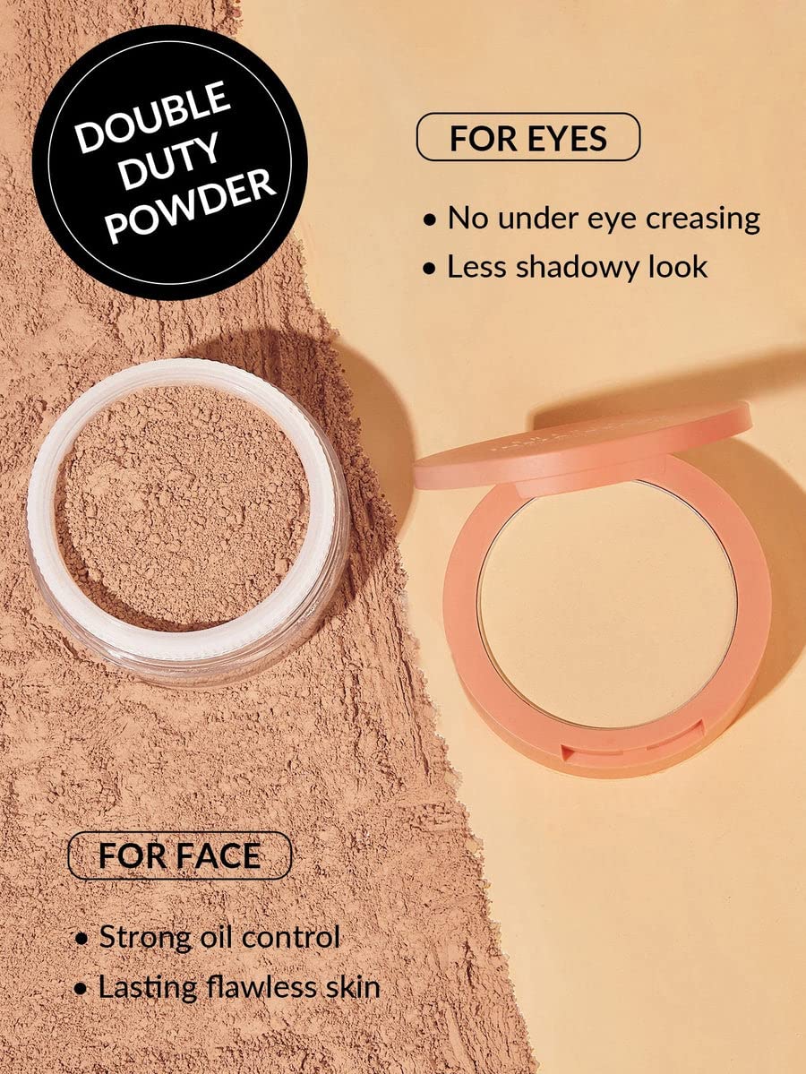 SHEGLAM polvo suelto, compartimento inferior para rostro, control de grasa duradero.