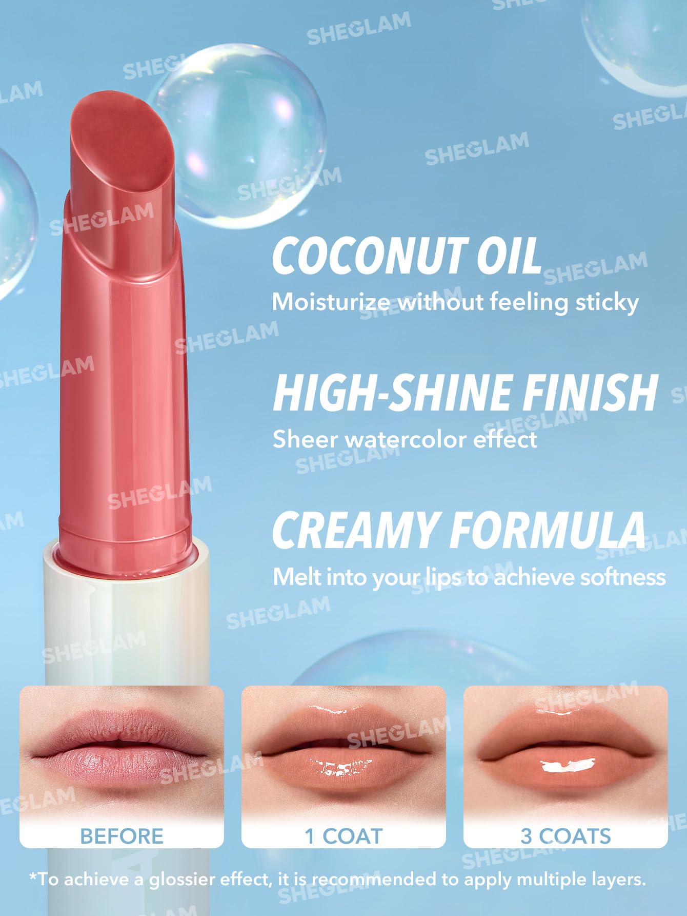 SHEGLAM PoutPerfect: labios con brillo intenso y color saturado.