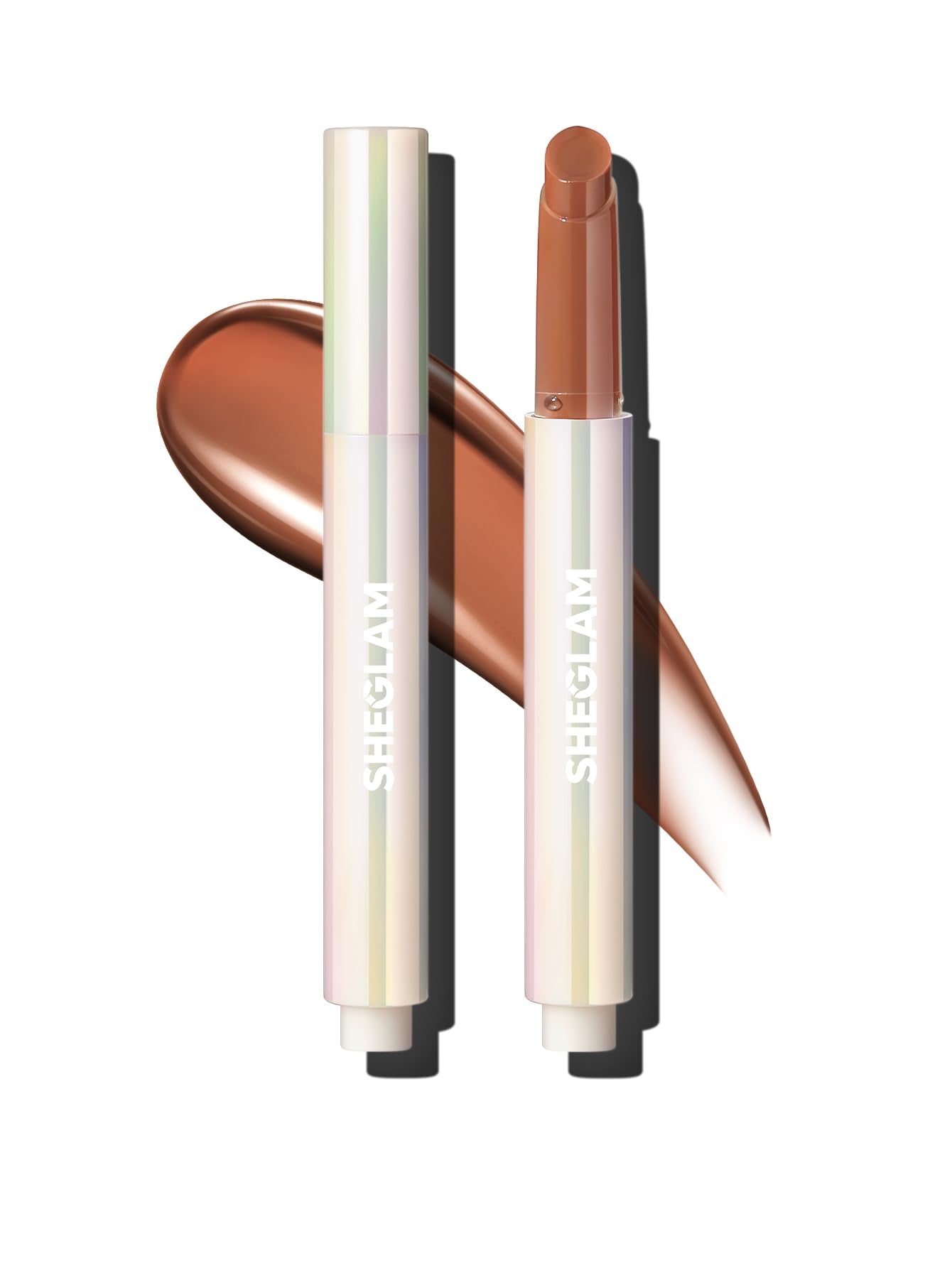 Envase compacto de SHEGLAM PoutPerfect Gloss sólido Mahogany Magic para retoques diarios.