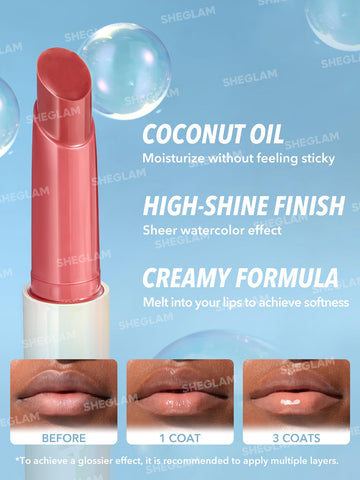 Textura hidratante gracias al aceite de coco en SHEGLAM PoutPerfect Gloss sólido.