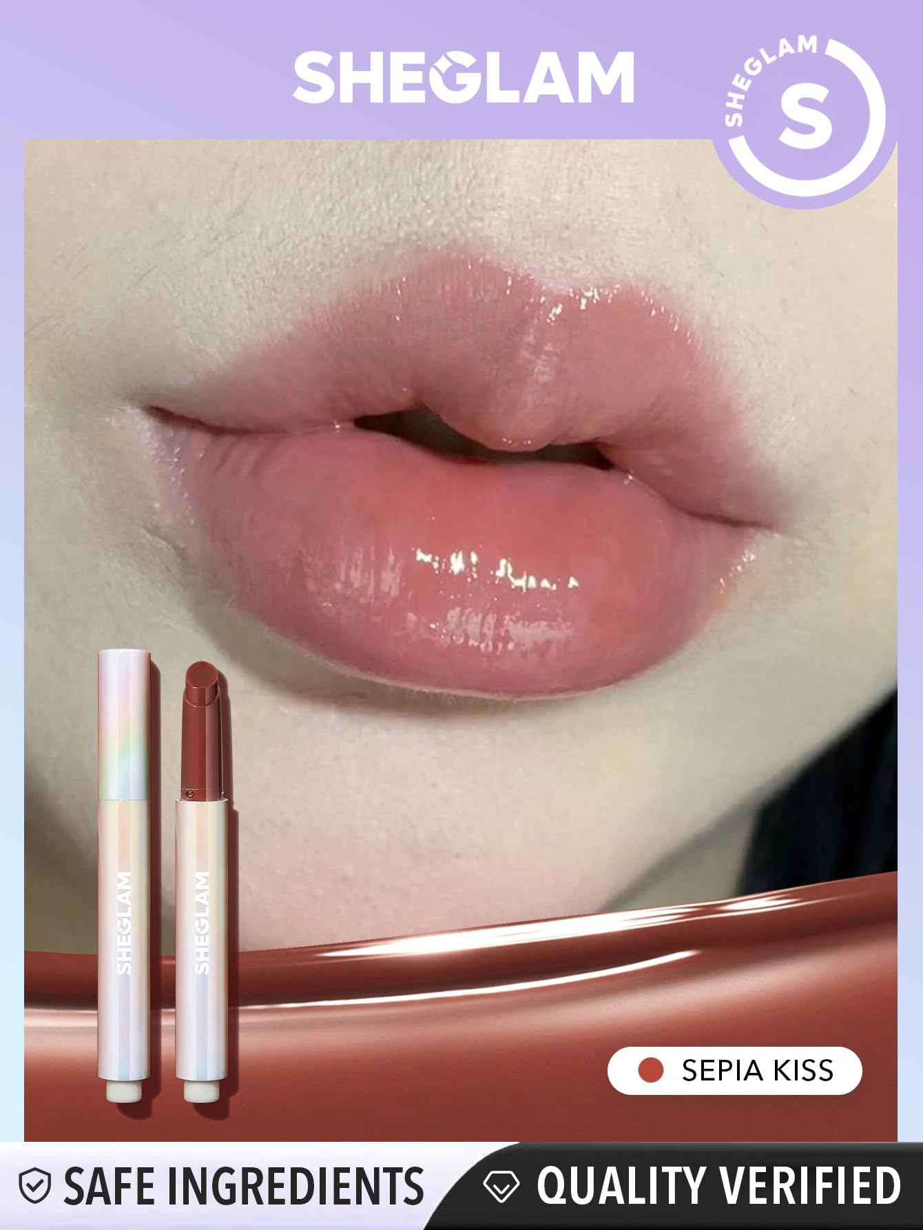 SHEGLAM PoutPerfect Sepia Kiss realza tono cálido para el día