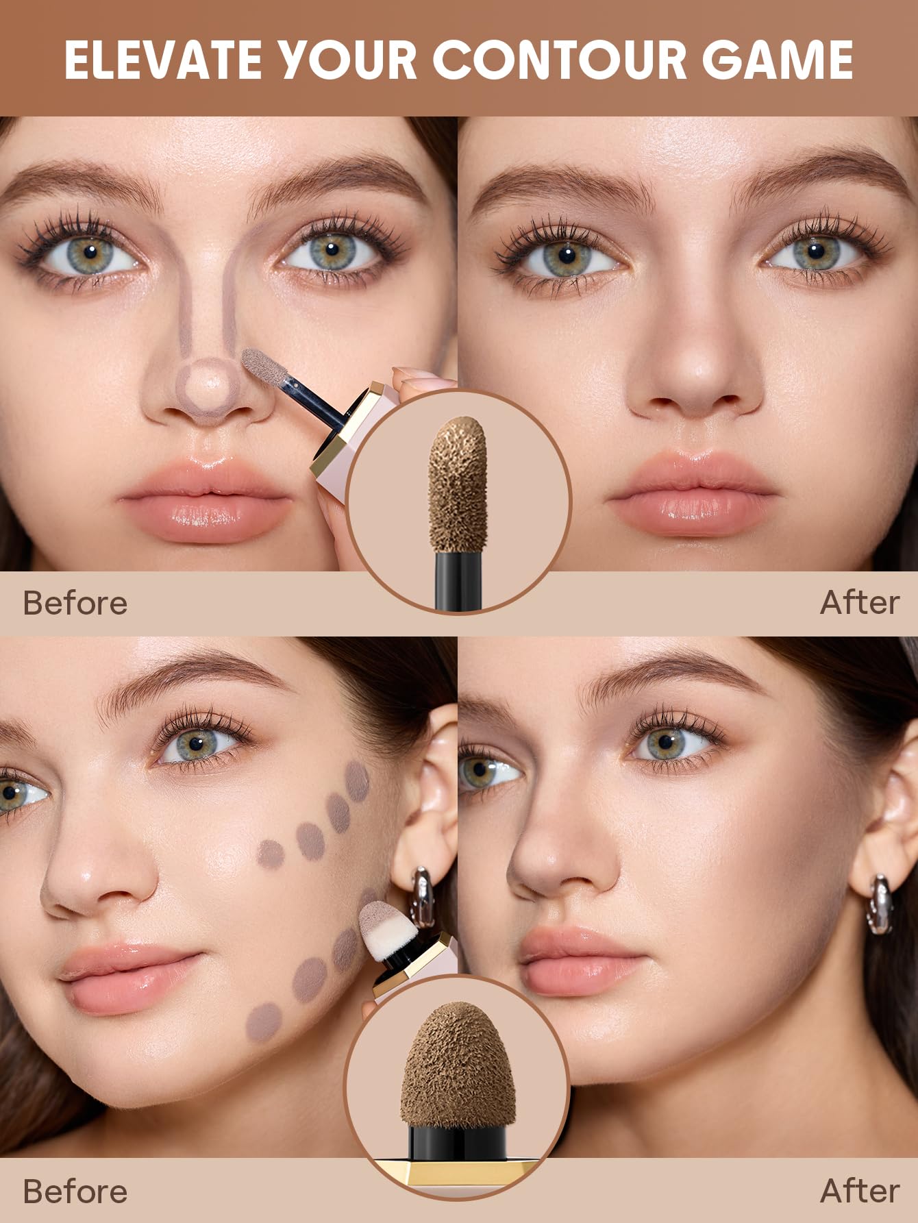 SHEGLAM Precisión Contorno Duo‑Arcilla textura sedosa para difuminar con facilidad.