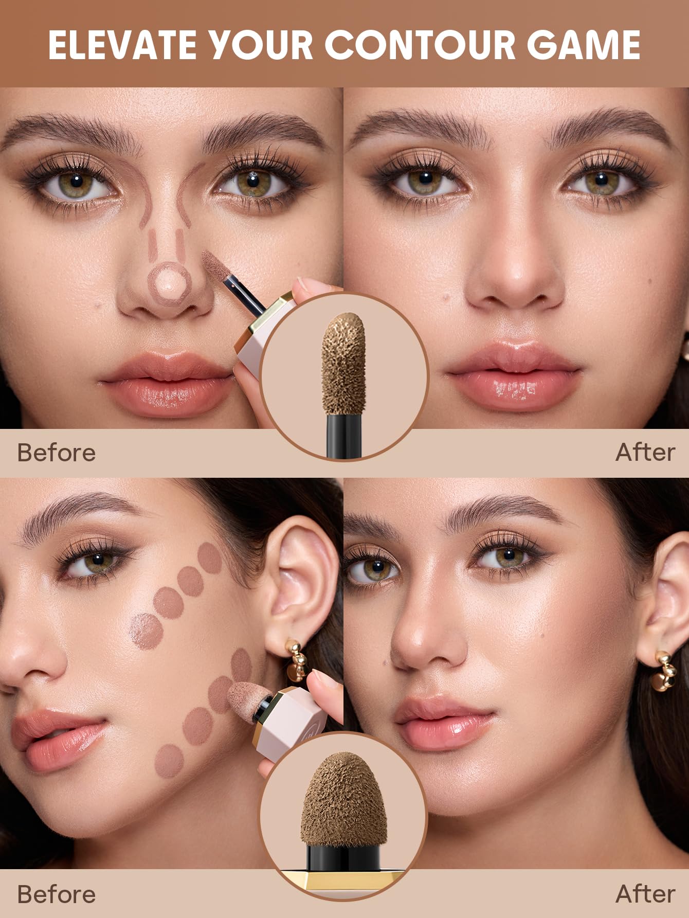 SHEGLAM Precision Sculpt Duo-Stone acabado impecable para un look pulido.