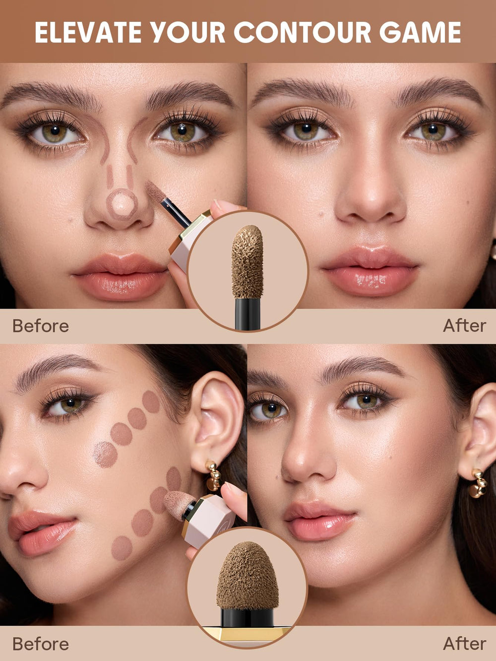 SHEGLAM Precision Sculpt Duo-Stone acabado impecable para un look pulido.