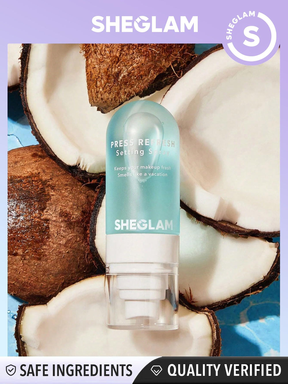 SHEGLAM Press Refresh fragancia coco aporta aroma suave durante el día
