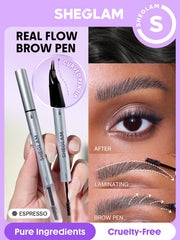 SHEGLAM Real Flow Laminating Brow Pen Espresso, diseño 2-en-1 para cejas rápidas