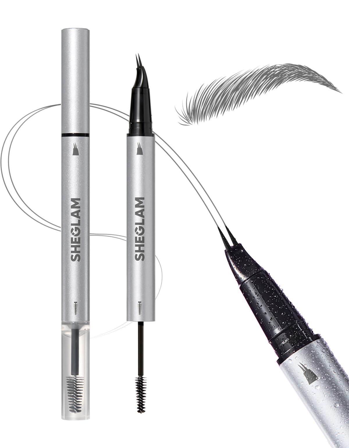 SHEGLAM Real Flow Laminating Brow Pen Espresso muestra la doble punta para trazos naturales
