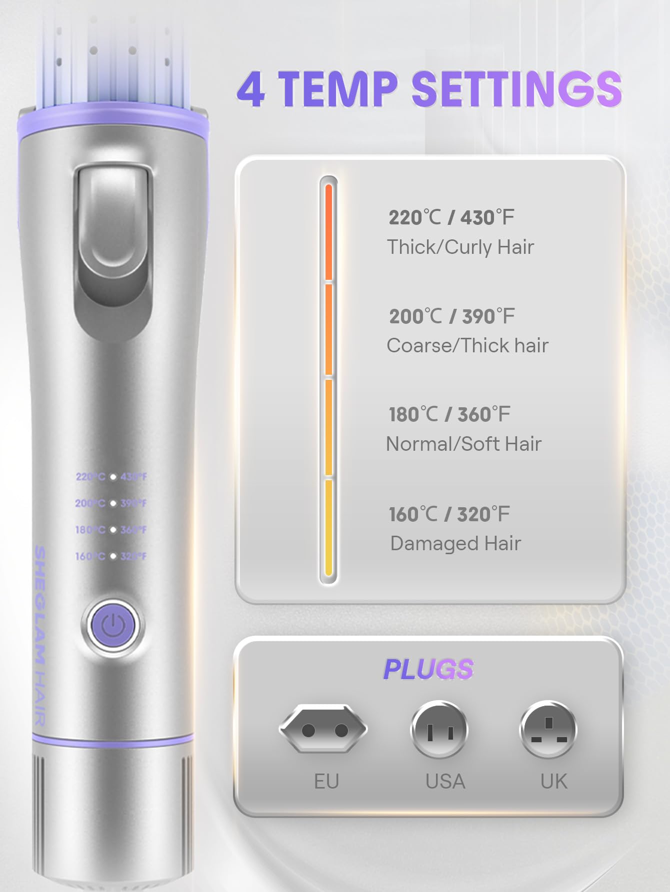 SHEGLAM Hair Cool Lock Airflow Styler cordón giratorio 360 facilita el peinado.