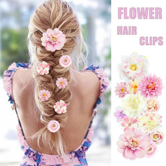 Clip floral SHEHARUHI para cabello, peonias brillantes, uso versátil en festivales.