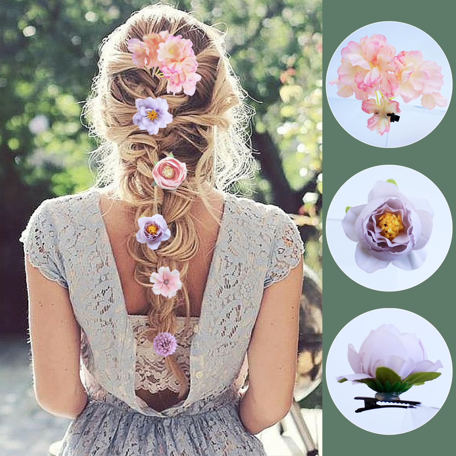 SHEHARUHI pinzas florales, estilo cascada, frente para realzar peinado.