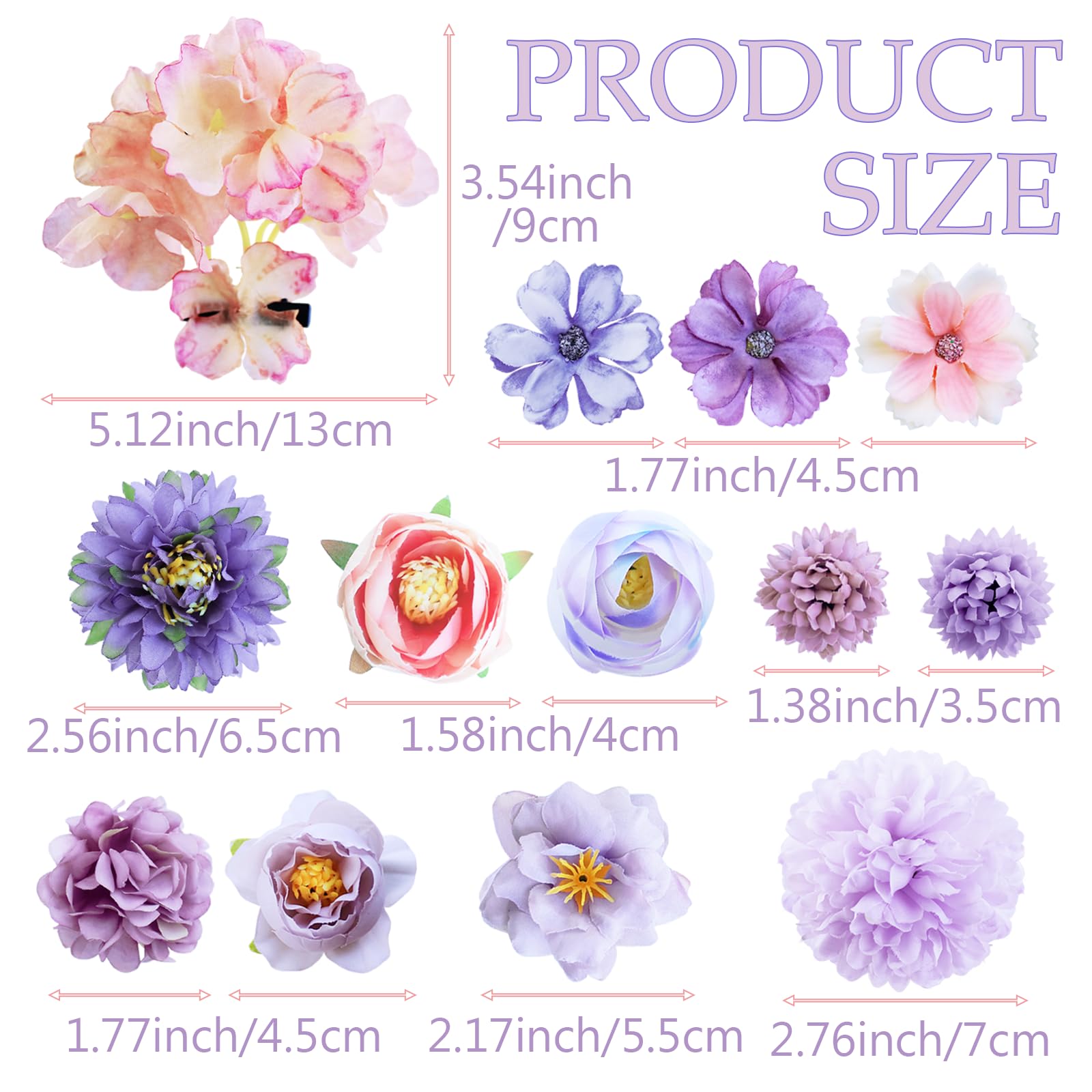 SHEHARUHI pinzas florales, detalle de pétalos, para un look elegante.