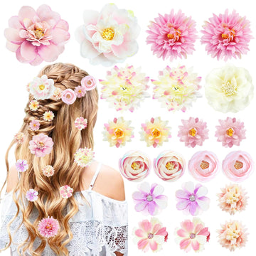 Pinzas florales SHEHARUHI para el cabello en rosa y lila, ideal para looks diarios.