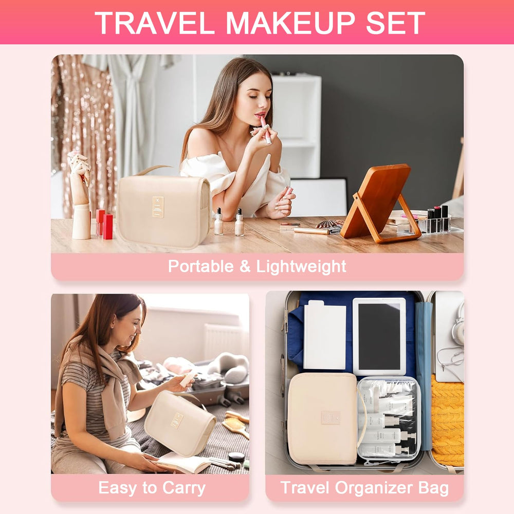 SHELAKIN estuche de viaje con herramientas esenciales de maquillaje.