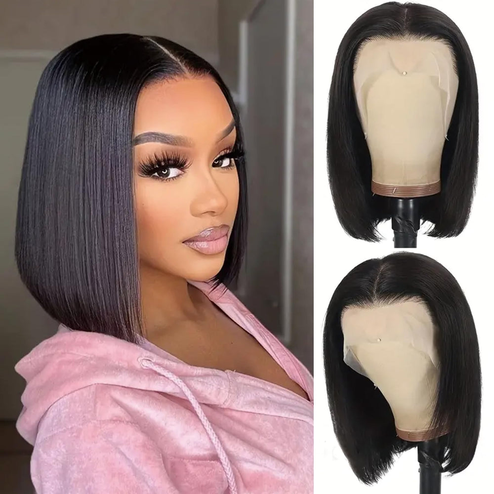 Peluca bob de Shesbeauty de 10 pulgadas en pelo humano, estilo versátil para uso diario.