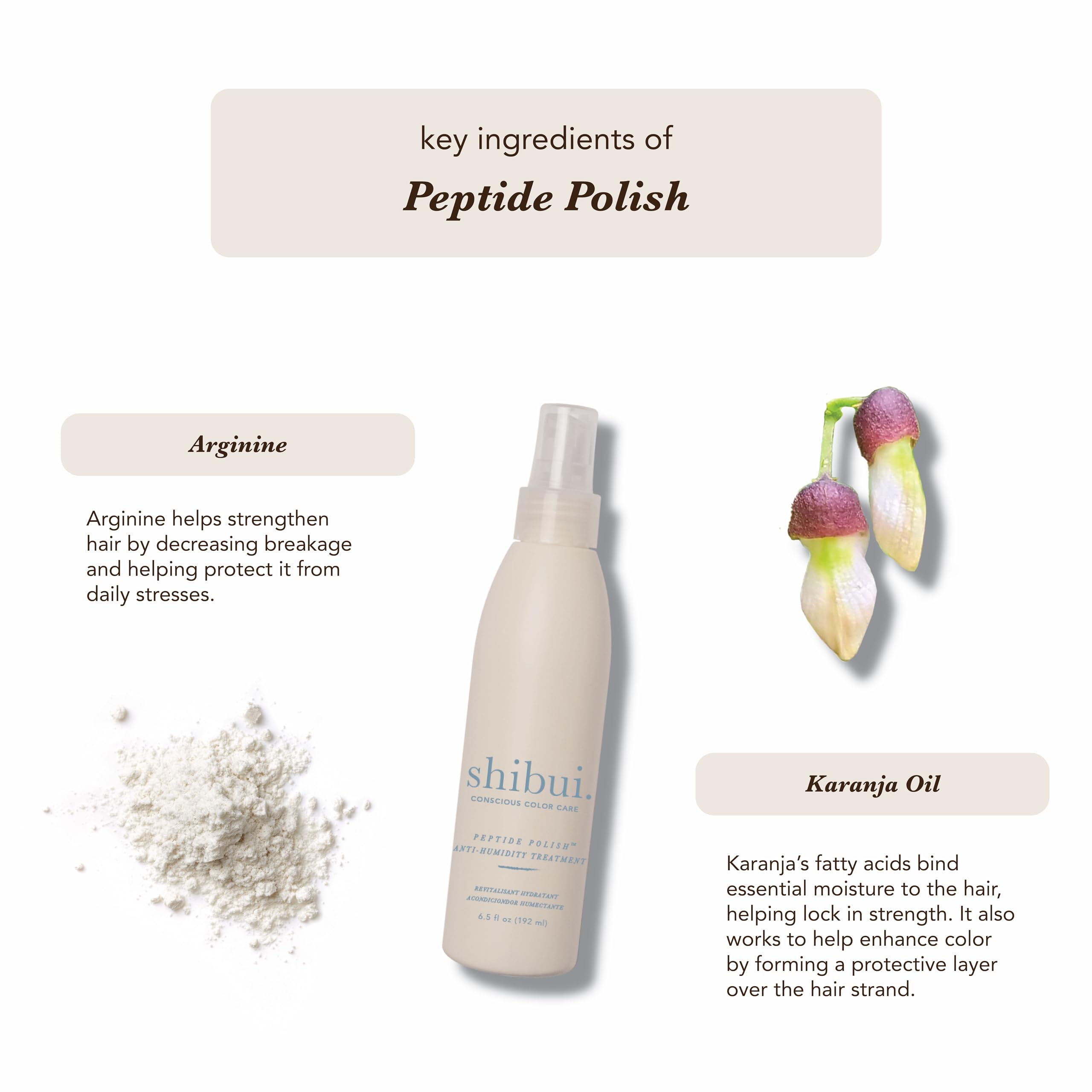 SHIBUI Peptide Polish brinda brillo sedoso y suavidad al cabello.
