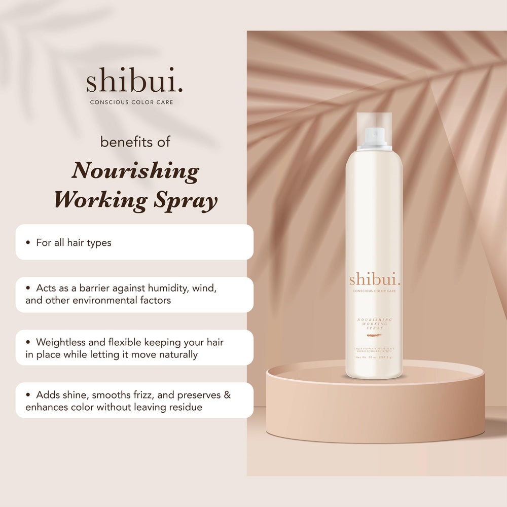 SHIBUI Spray application-voile-brillance — fini lisse et éclat durable.