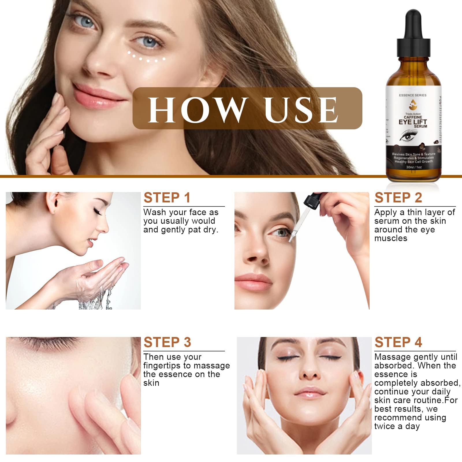 SHIFAKOU Caffeine Eye Serum ofrece hidratación intensa para piel sensible.