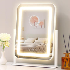 Shinerva espejo de maquillaje con luces: vista amplia para rostro completo