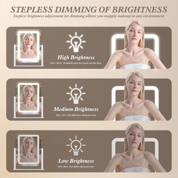 Shinerva iluminación LED 3 colores, brillo ajustable para maquillaje preciso
